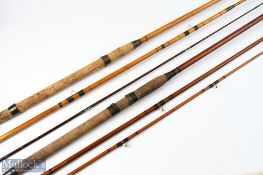 2x Unnamed Whole Cane Float Rods 10ft 6in 3 piece, tip section refurbed, and 9ft 9in 3 piece with