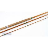 Foster Bros, Ashbourne “The Border” Split Cane Salmon Fly Rod 13ft 5in with agate lined butt and tip