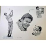 Allan Cotterill signed ltd ed golfing collage of Nick Faldo – various poises incl one with The