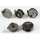 3x J W Young & Sons Fly Reels – 3” 3 pillar Valdex, 3 ¼” Beaudex and 3 ½” Condex, with an Intrepid