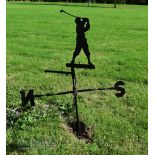 Interesting Golfing Weathervane with Golfer Teeing off to top with the compass points, black painted