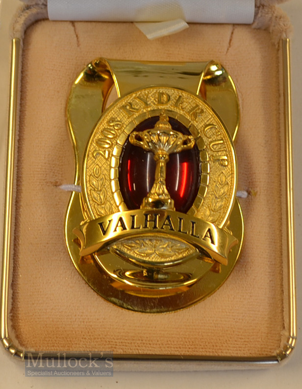 Rare 2008 Ryder Cup gold plated and enamel money clip given to players and officials & menu (2) - Image 2 of 3