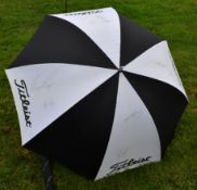 1983 Titleist golf umbrella signed by 7x Major golf winners – signed at 1983 Open Golf