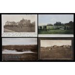 Selection of 4x St Andrews Golf Postcards featuring Hell Bunker, St Andrews town from the Golf