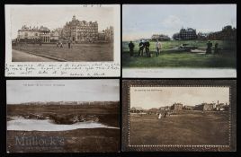 Selection of 4x St Andrews Golf Postcards featuring Hell Bunker, St Andrews town from the Golf