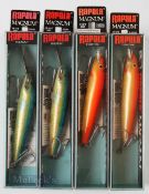 4x Rapala Magnum Boxed Lures 2x 11 GFR Mag 4 3/8” floating gold fluorescent red and 2x CD-11 D Mag 4
