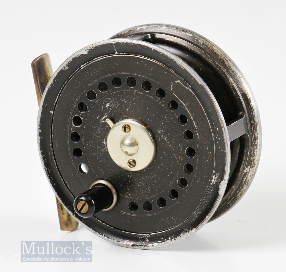 C Farlow & Co London ‘Holdfast’ 3 1/8” alloy trout fly reel with Holdfast trademark, constant check,