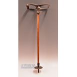 W Mills Ltd Sunderland Pat Alloy and wooden shooting stick No. 23399 - with leather and alloy handle