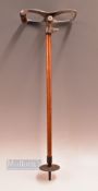 W Mills Ltd Sunderland Pat Alloy and wooden shooting stick No. 23399 - with leather and alloy handle