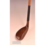 Fine Finnigans Manchester & Liverpool late scare neck dogwood putter c/w 5x decorative wooden rear