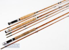 3x Split Cane Rods (3) – The Champion 9ft 6in 3 piece and H Bray 8ft 2 piece, both with red agate