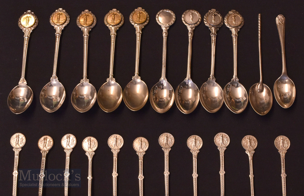 Collection of Golf Teaspoons electroplated and 1 silver noted, most are stamped CGC one ACC (24)