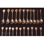 Collection of Golf Teaspoons electroplated and 1 silver noted, most are stamped CGC one ACC (24)