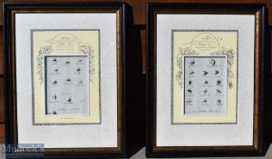 2x Framed Fishing Fly Displays – Winter Grayling - each containing 12 and 14 flies in decorative