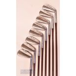 Set of 8x Wilson Off Set Irons with brown coated steel shafts – flanged soles nos 2-8 with full