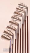 Set of 8x Wilson Off Set Irons with brown coated steel shafts – flanged soles nos 2-8 with full