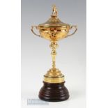 1989 Players Ryder Cup Silver-Gilt Trophy Awarded to Gordon Brand Jnr the cover having a standing