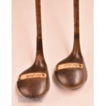 2x matching F H AYRES Staynorus large playable woods – brassie and spoon both inlaid to the crown