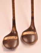 2x matching F H AYRES Staynorus large playable woods – brassie and spoon both inlaid to the crown