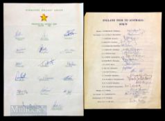 1978/79 England Tour to Australia Signed Cricket Team Sheet fully signed, featuring Brearley,