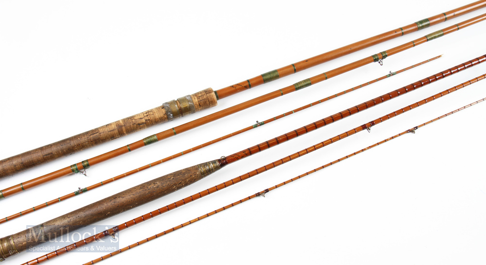 2x Hardy Split Cane Rods – “The Upstream” 11ft 3in no. G21449, tip is broken and missing, in mcb,