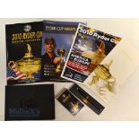 Collection of 2010 Ryder Cup Official Items (6) – Gala Dinner Menu held at Cardiff Castle;