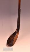 Tom Morris dark stained beech wood late longnose putter c1885 – faint stamp to the crown, toe end