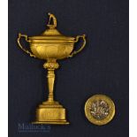 Scarce 1989 Ryder Cup Silver Gilt Large Pin Badge – silver hallmarked Birmingham and engraved with