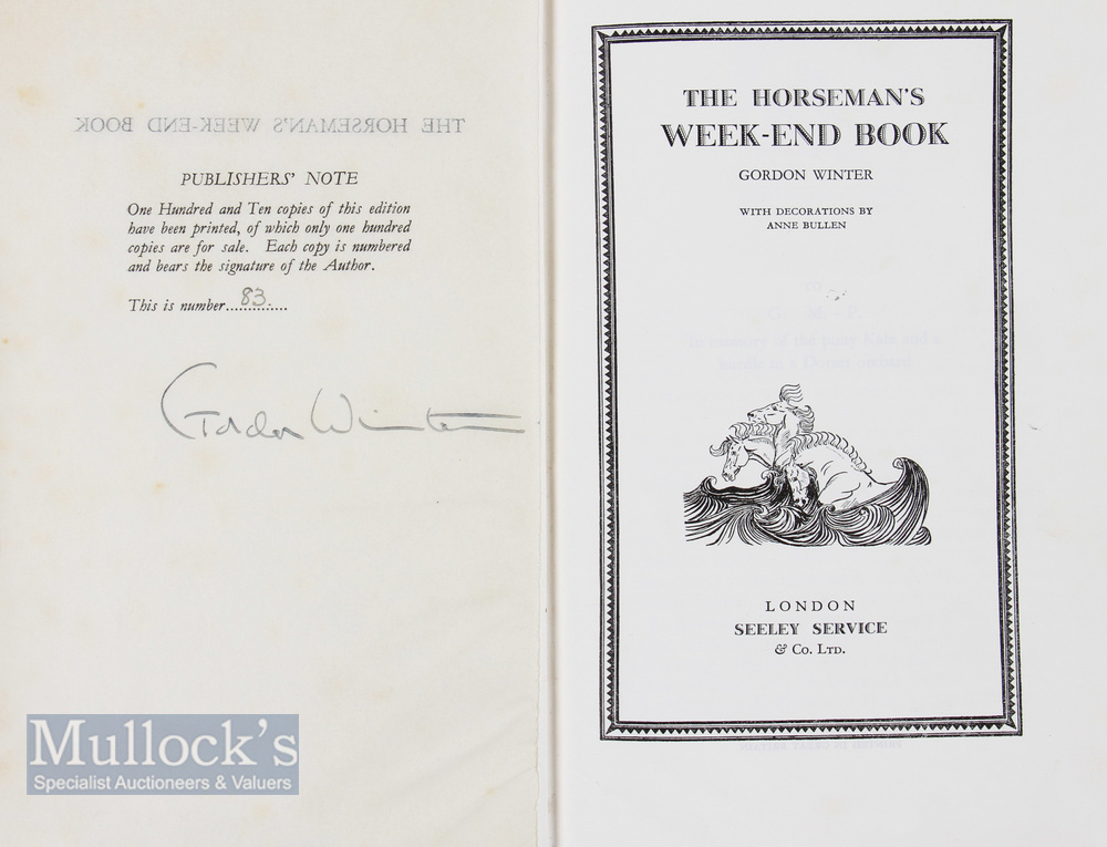 The Horseman's Week-End Book, Gordon Winter illustrated by Anne Bullen, signed limited edition, No - Image 2 of 2