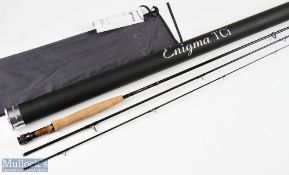 Enigma TCI Carbon 9ft 3 Piece Fly Rod line 5/6# with double uplocking wood insert reel seat, very