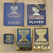 5x World Cup Golf Players Clips and Tags incl 1988 and 1989 tags, 1990 money clip with 1992 money