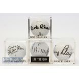 4x International Overseas Major & PGA Golf Winners signed golf balls from the 1950/1970s golden