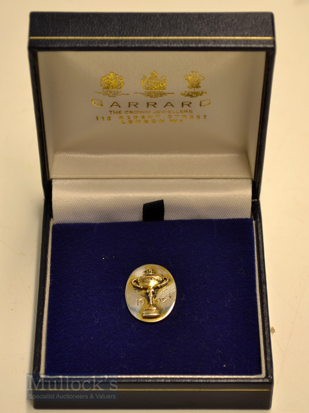 Interesting 1997 Ryder Cup silver pin badge – made by Garrard The Crown Jewellers Regent St London