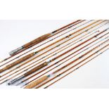 4x Various Rods – Peter Ros? split cane 9ft 6in 3 piece, spare tip 10” short, Horrocks Ibbotson, New