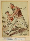 Bert Thomas (b.1883 – d.1966) Original humourist colour golfing sketch titled “Pep” – signed lower