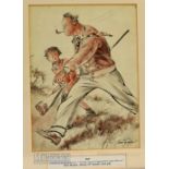 Bert Thomas (b.1883 – d.1966) Original humourist colour golfing sketch titled “Pep” – signed lower