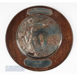 Fine H Birkett Barker Memorial Shield Sheffield Plate Golfing Trophy – stamped with artist name G