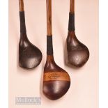 3x left handed playable woods – J H Taylor Autograph small head driver with sole added weight, A