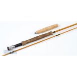 Fosters, Ashbourne “The Acme” Split Cane Fly Rod 9ft 6in 2 piece with butt extension, red agate butt