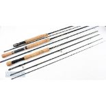 3x Carbon Fly Rods – Orvis Streamline 9ft 4 piece, line 8# with very light use, Shakespeare