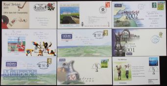 Collection of 9x 1991-2002 Open Golf Championship First Day Covers incl 1991 Royal Birkdale, 1995 St