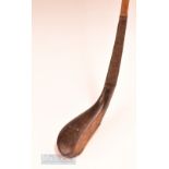 Early McEwan dark stained beech wood longnose play club c1875 – head measures 5.75” x 1.7/8” x 1 1/