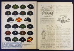 Cricket Caps of the Famous Teams Print from The Boy’s Own Paper with previous page from the paper