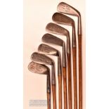 7x good assorted irons - Tom Stewart Mashie Iron, Scottie Rustless mashie and P Woods rustless