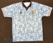 1990 England International Third Retro football shirt large size, in blue, Replikit, Umbro, short