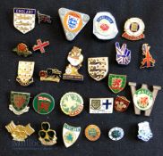 Collection of 26x National football teams enamel badges England, Wales and Ireland 1970s to 2020s to