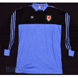 1980s Wales International Goalkeeper football shirt Adidas, in blue and black, size XL, No 12 to