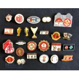 Collection of 25x Manchester United football club badges a mixture of enamel and other metal