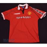 1998/00 Manchester United Home football shirt size L, Umbro, in red and white, short sleeve, with