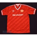 1986/88 Manchester United Home football shirt size XL, in red and white, Adidas, short sleeve